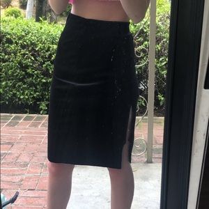 black velvet midi skirt